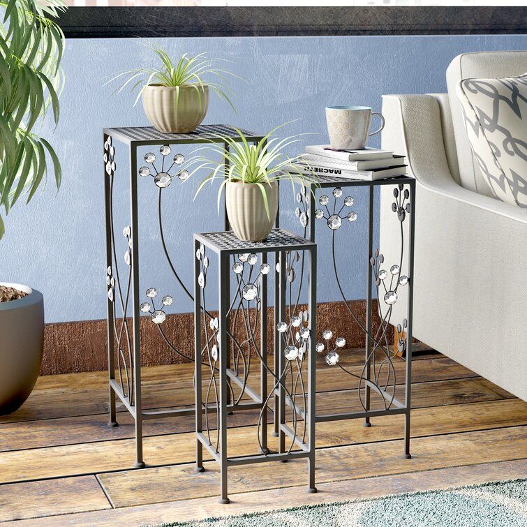 Latitude Run® Chaim Square Plant Stand & Reviews | Wayfair In Set Of 3 Plant Stands (Photo 3 of 15)