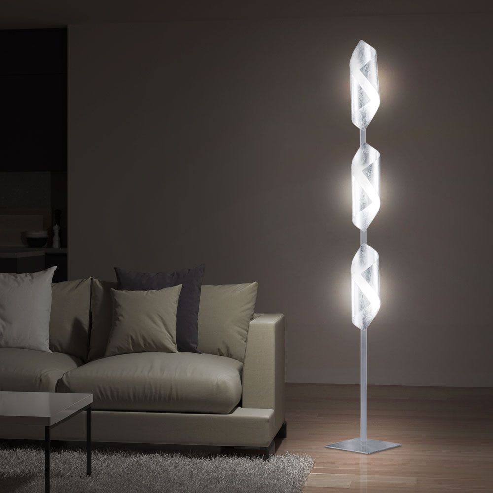 Led Standing Lamp Living / Sleeping Room Lighting Hallway Spotlight Stand Lamp  Silver | Meine Lampe Intended For Silver Metal Floor Lamps (View 6 of 15)