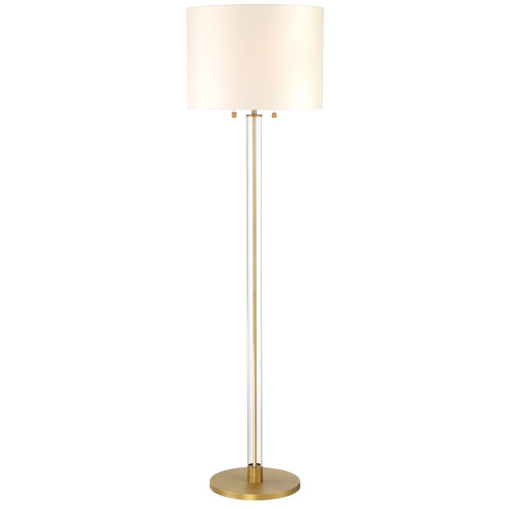 Lights | Lamps | Floor Lamps | Laurel Glass Cylinder Floor Lamp, Satin  Brass Intended For Cylinder Floor Lamps (View 4 of 15)