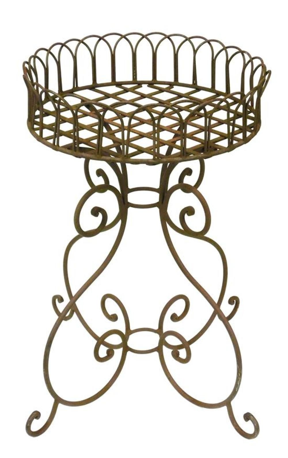 Lot – Garden: Iron Plant Stand, Scrolled Base With Four Feet, Aged Red  Finish, Wear Consistent With Age And Outdoor Use, Sold As Found, 33 Pertaining To Iron Base Plant Stands (Photo 9 of 15)