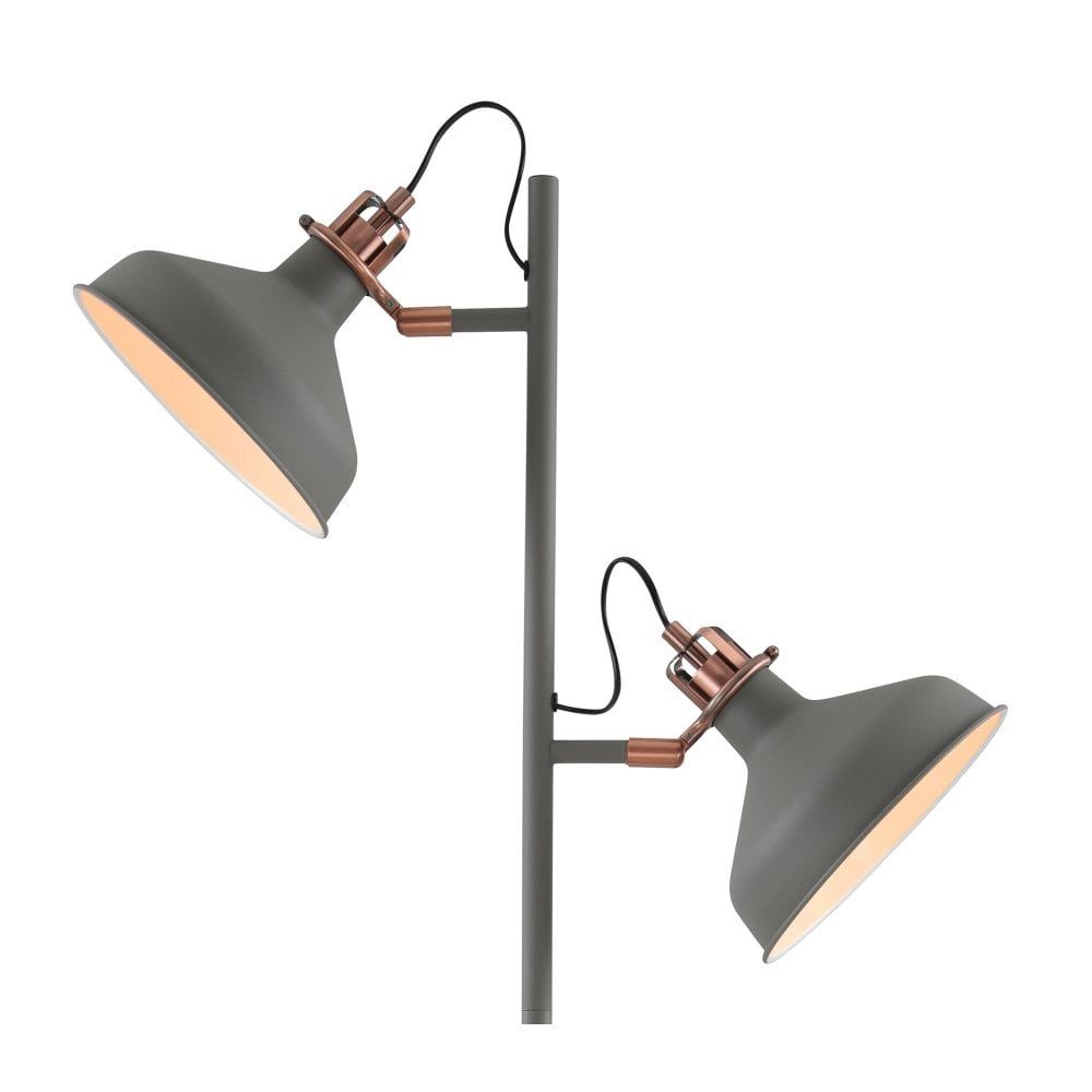 Lumiere Modbury Twin Adjustable Floor Lamp In Textured Grey & Copper –  Fitting & Style From Dusk Lighting Uk Pertaining To Grey Textured Floor Lamps (View 4 of 15)