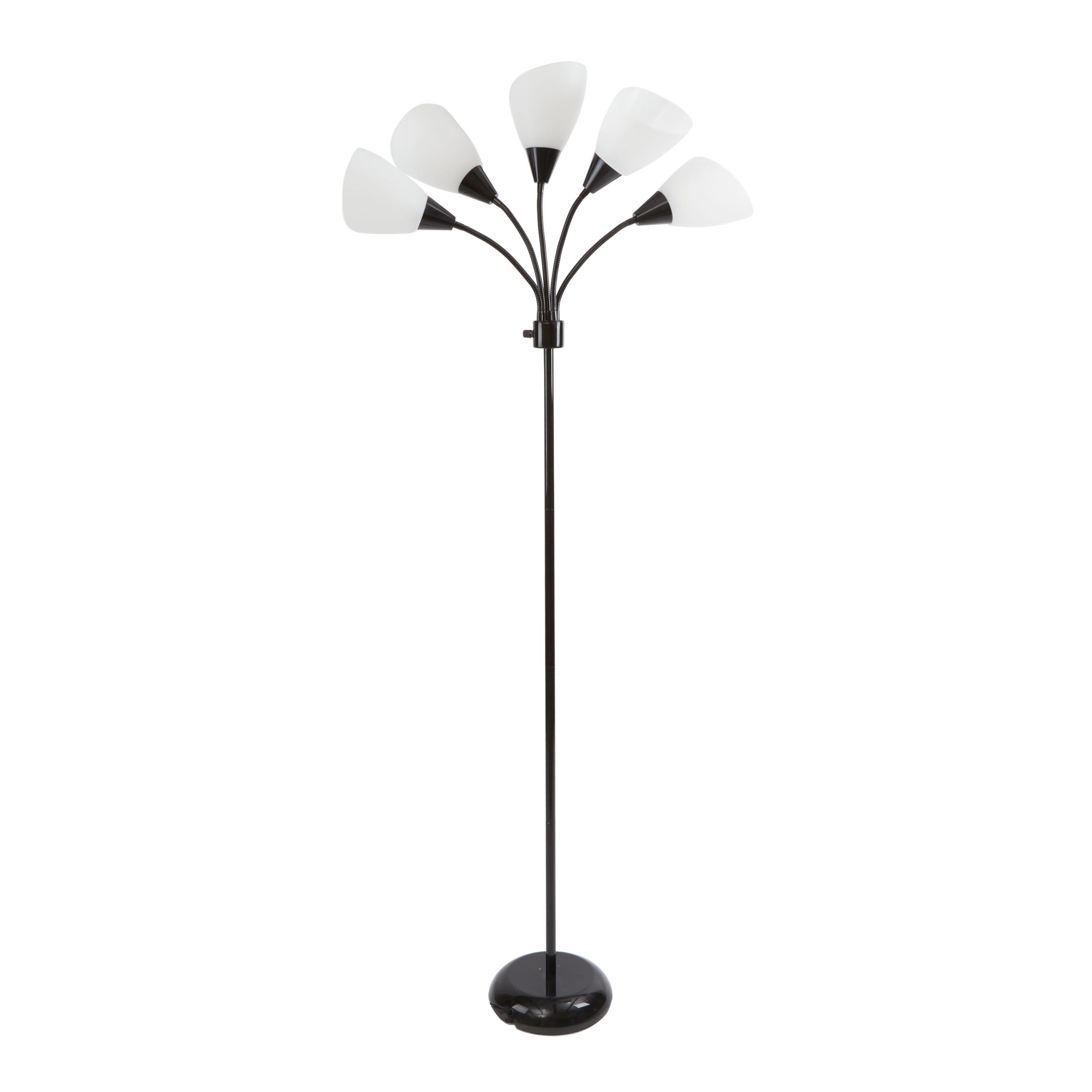 Mainstays 5 Light Metal Floor Lamp With White Shade, Black Finish –  Walmart Within 5 Light Floor Lamps (View 5 of 15)