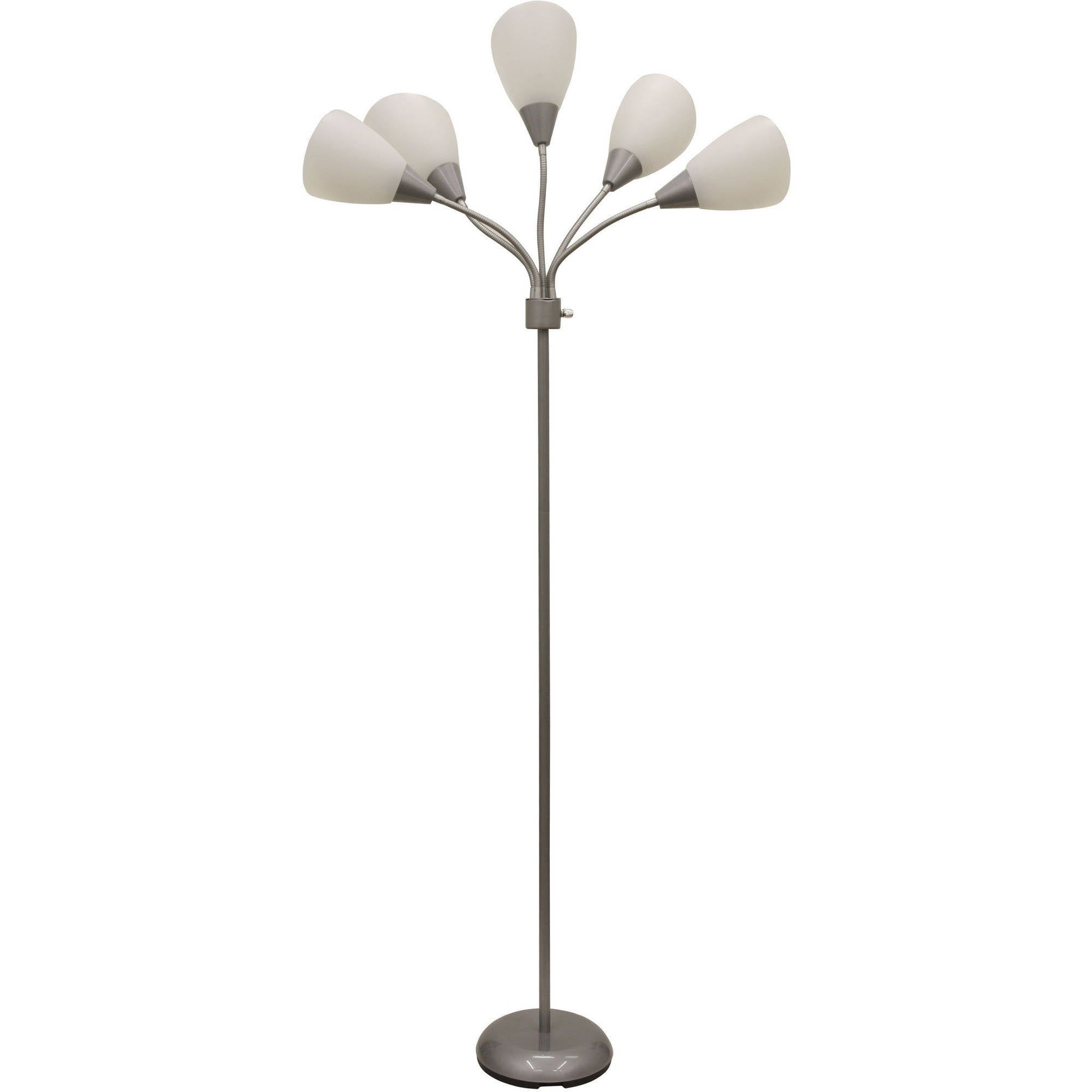 Mainstays 5 Light Multihead Floor Lamp, Silver With White Shade And A Metal  Base – Walmart Throughout 5 Light Floor Lamps (Photo 1 of 15)