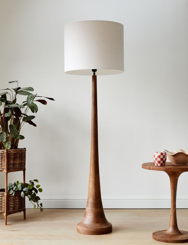 Mango Wood Floor Lamp With Linen Shade | Rose & Grey | Rose & Grey Inside Mango Wood Floor Lamps (Photo 1 of 15)
