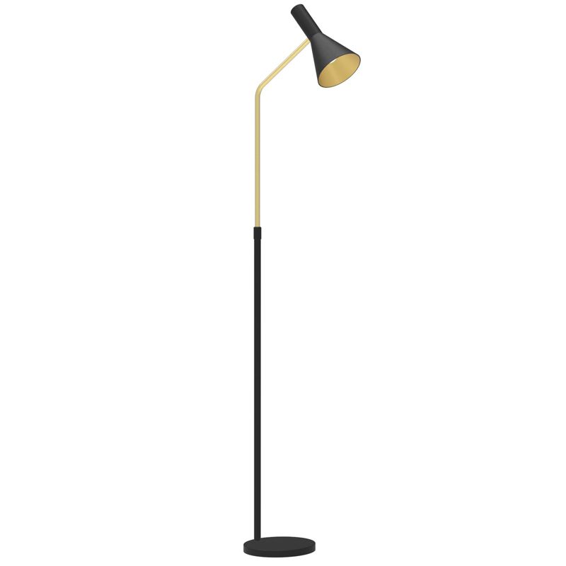 Matt Black And Satin Brass Floor Lamp With Cone Shade – R&s Robertson Within Cone Floor Lamps (View 6 of 15)