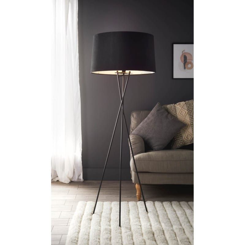 Matte Black And Black Tripod Floor Lamp | Lighting | Lamps – B&m In Matte Black Floor Lamps (View 9 of 15)