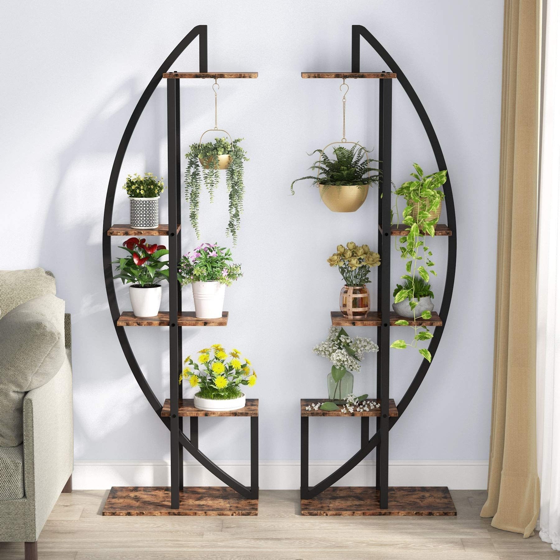 Metal/ Mdf 5 Tier Curved Plant Stand (set Of 2) – On Sale – Overstock –  33796181 Inside Wide Plant Stands (View 13 of 15)