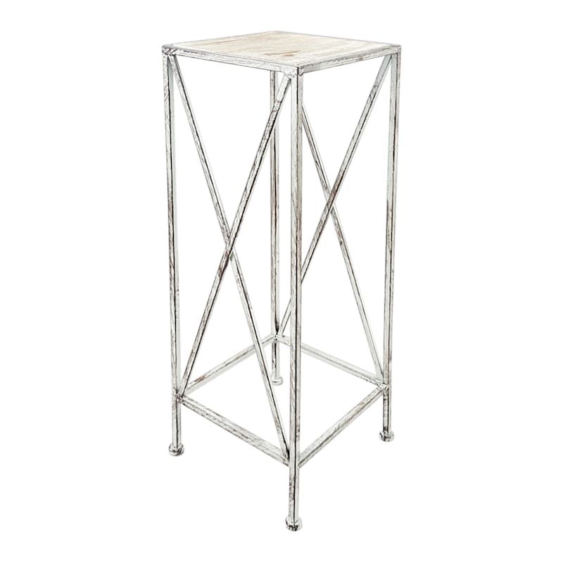 Metal Plant Stand With Wood Top Grey, Large | At Home Pertaining To Metal Plant Stands (View 12 of 15)