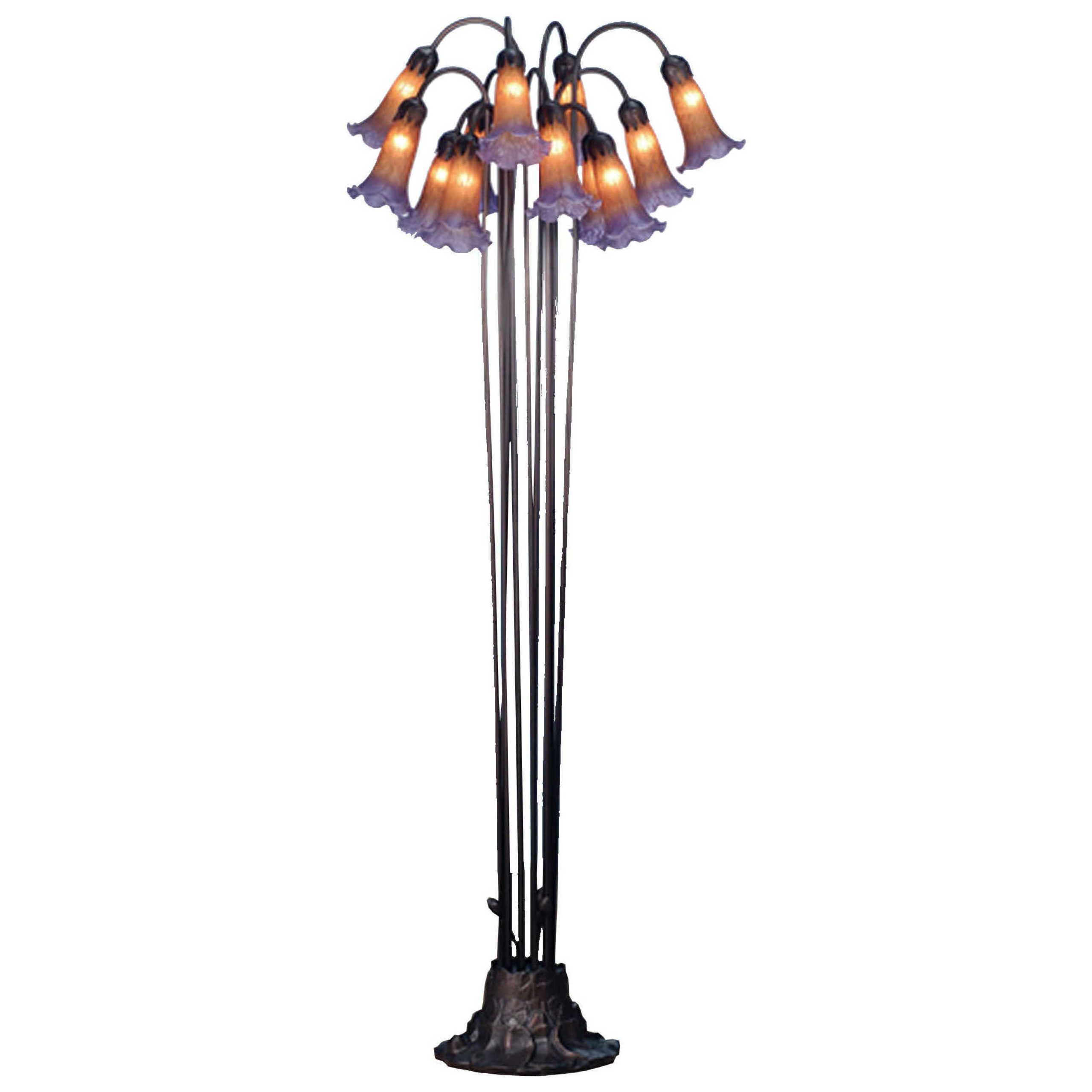 Meyda Pond Lily Amber & Purple Floor Lamp | My15946 With Purple Floor Lamps (View 4 of 15)