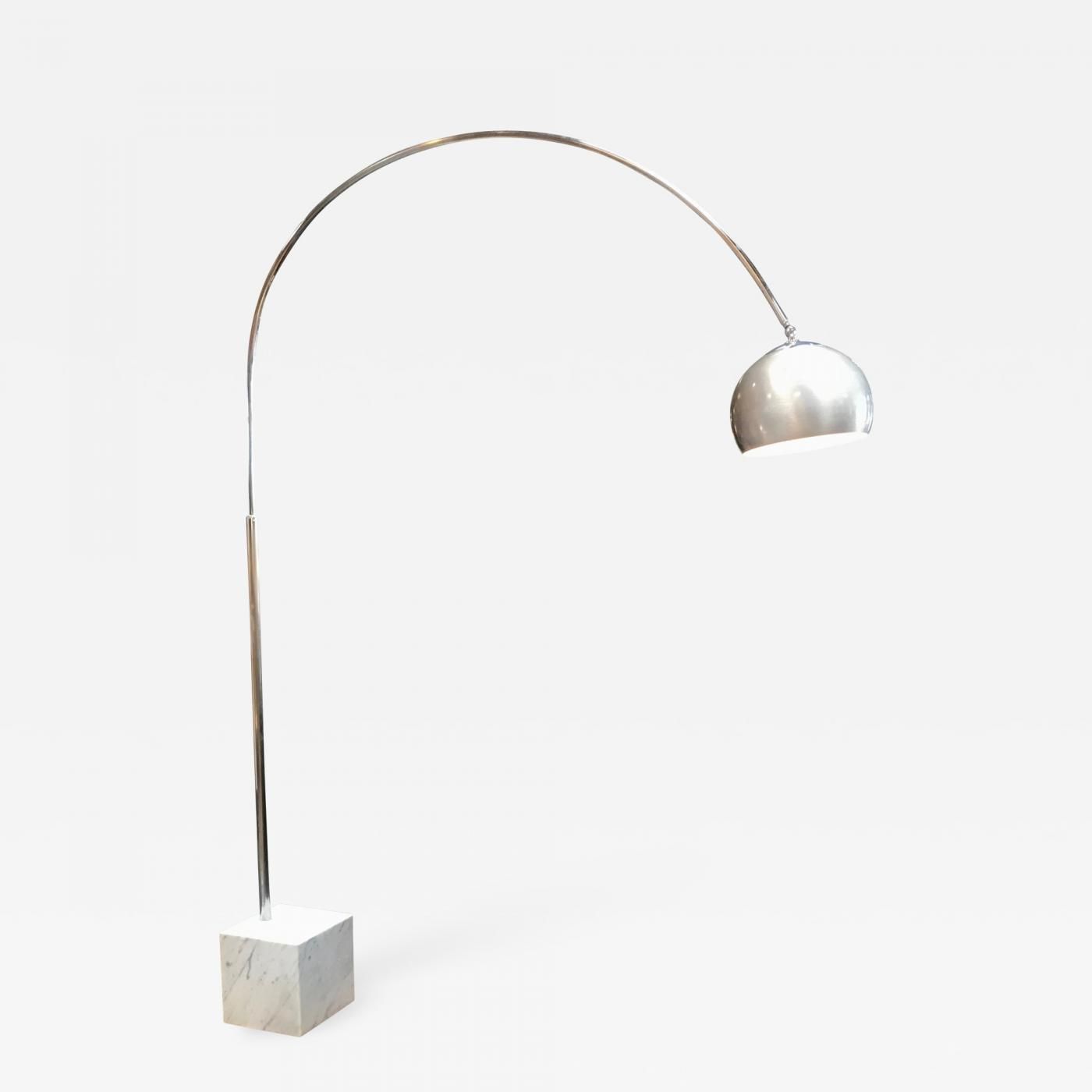 Mid Century Chrome Arc Floor Lamp With Carrara Marble Base, Italy 1960s In Marble Base Floor Lamps (View 11 of 15)