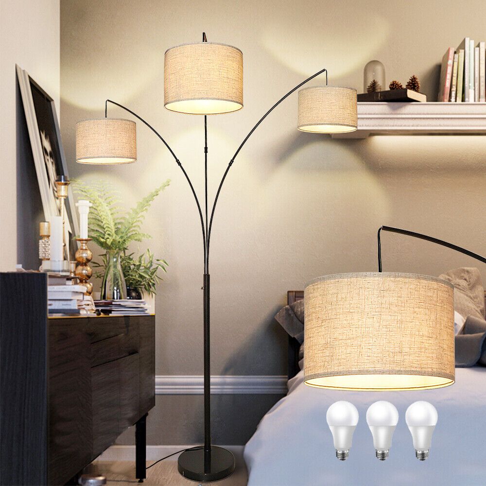 Modern 3 Light Arc Led Floor Lamps Living Room Lighting Standing Lamp With  Bulbs | Ebay With Regard To 3 Light Floor Lamps (Photo 14 of 15)