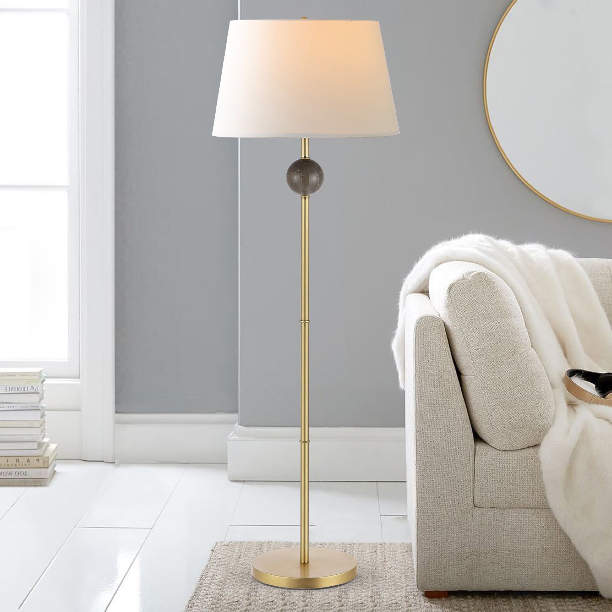 Modern 58 Inch Rustic Floor Lamp With White Fabric Shade – On Sale –  Overstock – 34347226 Within 58 Inch Floor Lamps (Photo 2 of 15)