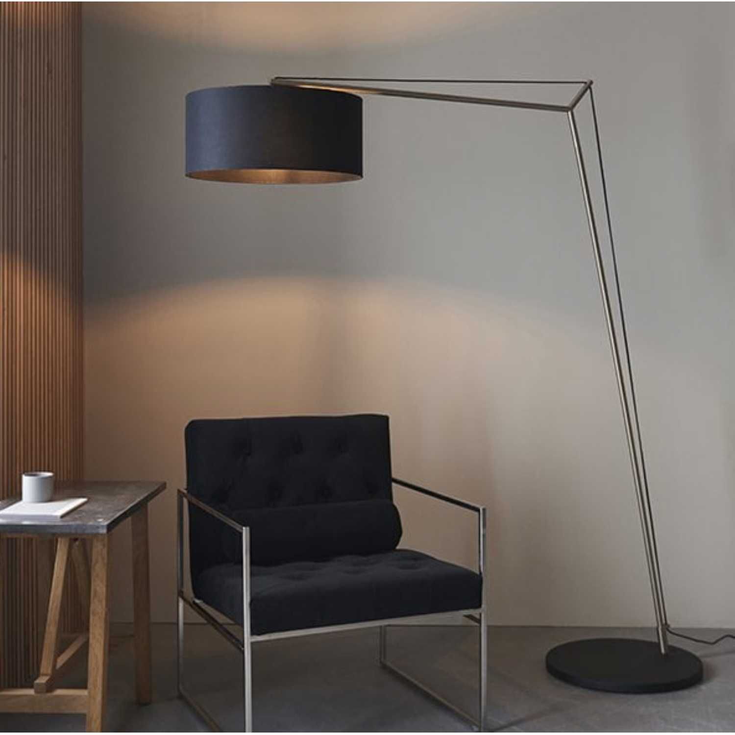 Modern Architect Antique Angular Oversized Nickel Floor Light With Black  Drum Shade – Cms Furniture With Regard To Angular Floor Lamps (Photo 3 of 15)