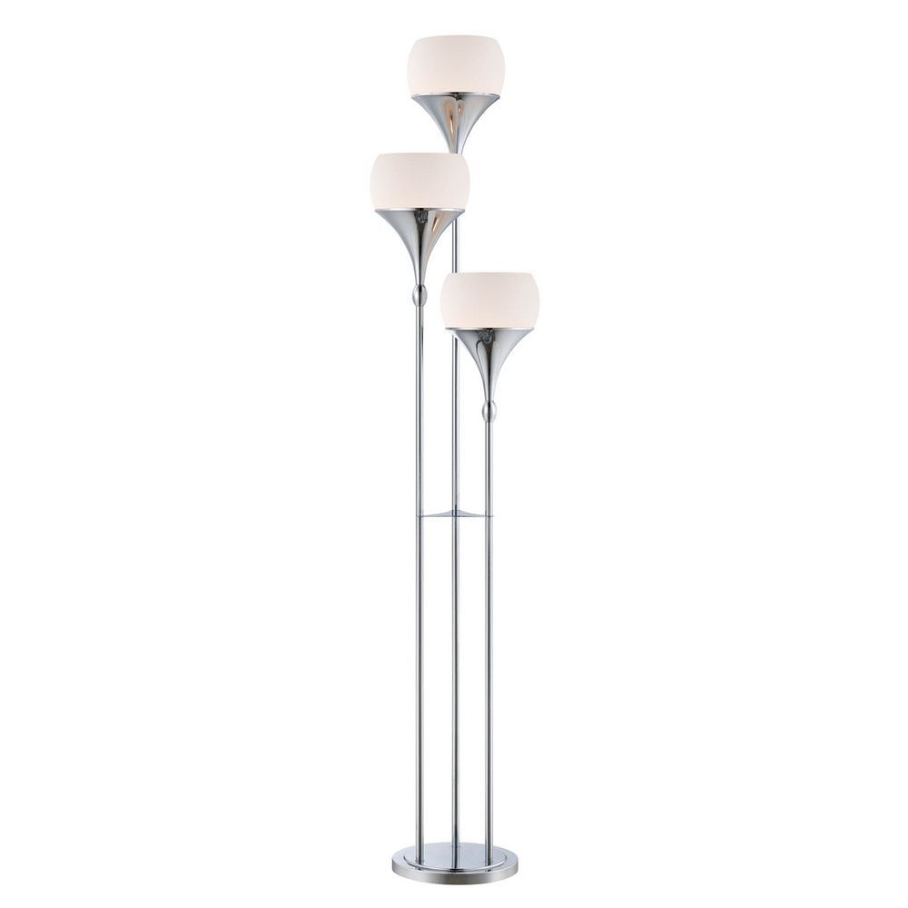 Modern Floor Lamp With White Glass In Polished Chrome Finish | Ls 82225 |  Destination Lighting Inside Chrome Finish Metal Floor Lamps (Photo 9 of 15)