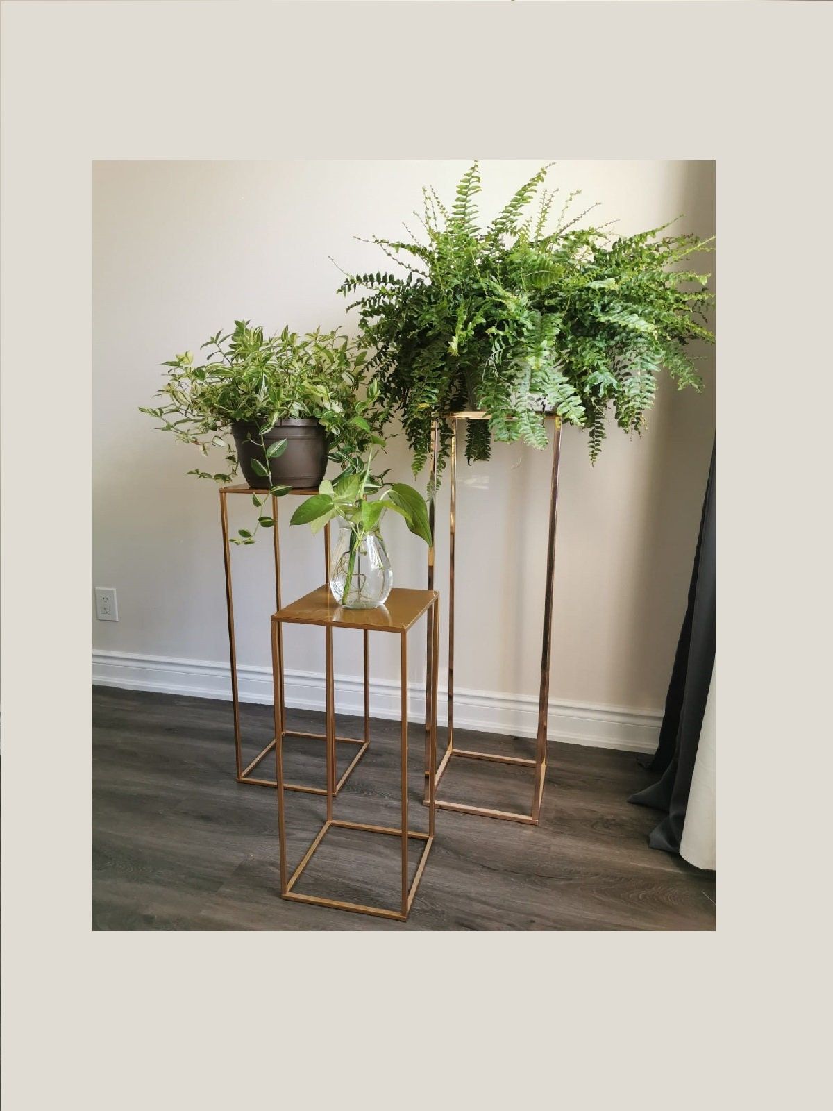 Modern Plant Stand Rectangle Stand Metal Gold Geometric – Etsy Regarding Gold Plant Stands (Photo 4 of 15)