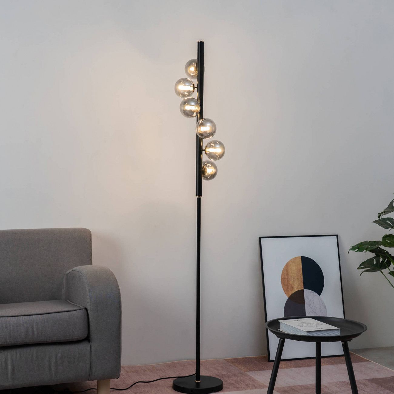 Modern Table Light 6 Smoked Glasses – Nizzalo With Smoke Glass Floor Lamps (View 6 of 15)