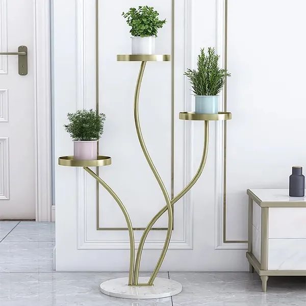 Modern Tall Metal Plant Stand Indoor 3 Tier Corner Planter In Gold Homary For Modern Plant Stands (View 12 of 15)