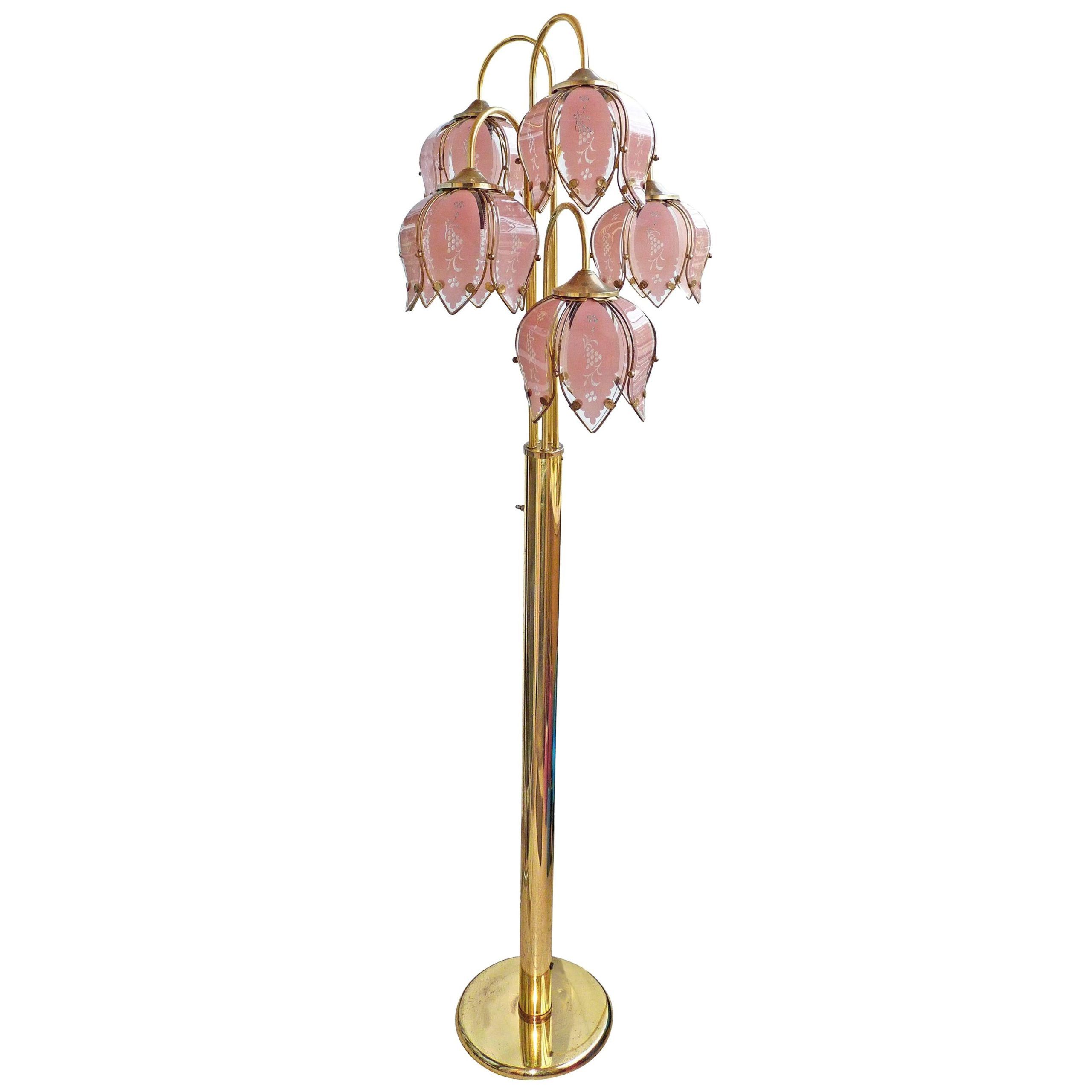 Modernist Hollywood Regency Tree Floor Lamp W Murano Pink Glass Flower  Bouquet For Sale At 1stdibs | Flower Floor Lamp, Vintage Flower Lamp,  Hollywood Regency Art Deco Tulip Lamp Pertaining To Flower Floor Lamps (Photo 1 of 15)