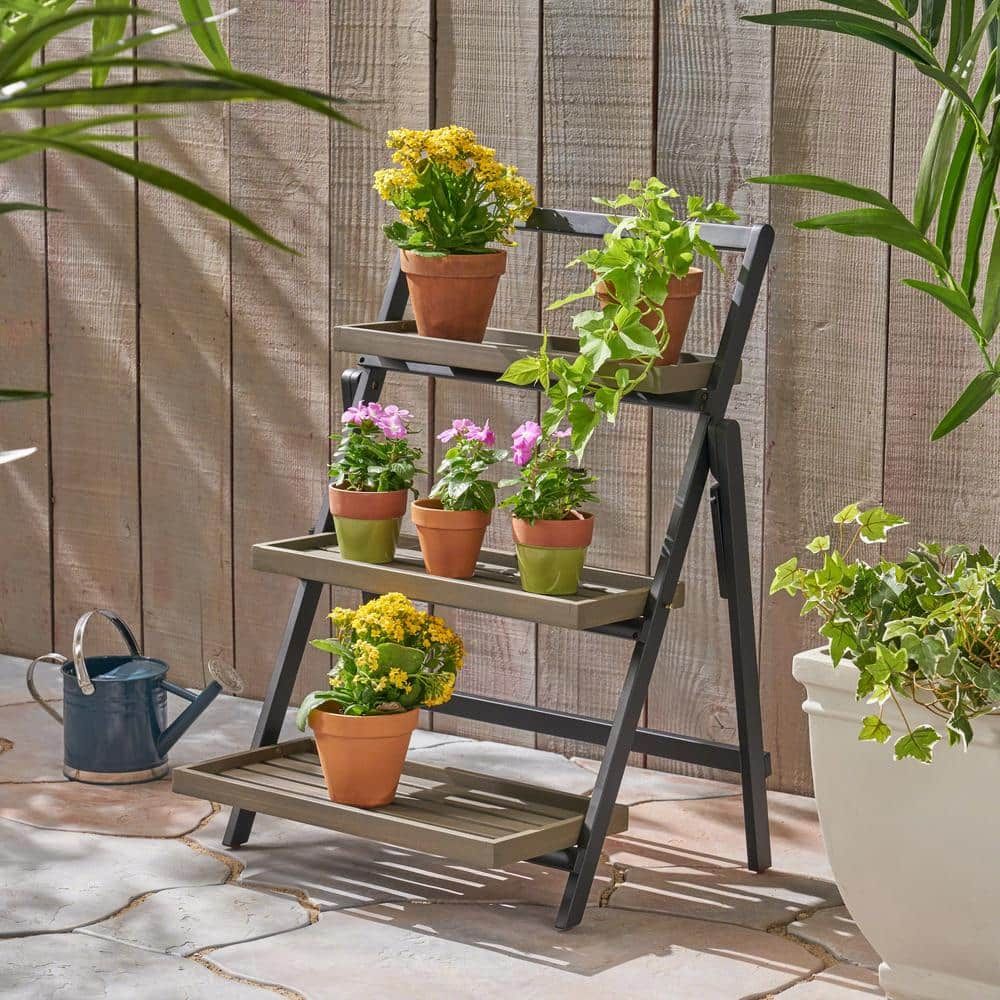 Noble House Meridien 26.75 In. Grey Plant Stand 42577 – The Home Depot Pertaining To Outdoor Plant Stands (Photo 5 of 15)