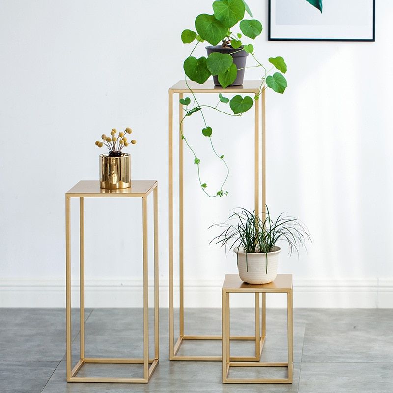 Nordic Gold Metal Plant Stand Indoor White Flower Metal Stand Outdoor Metal  Shelf Home Balcony Decorations Metal Garden Decors – Plant Shelves –  Aliexpress With Gold Plant Stands (View 12 of 15)