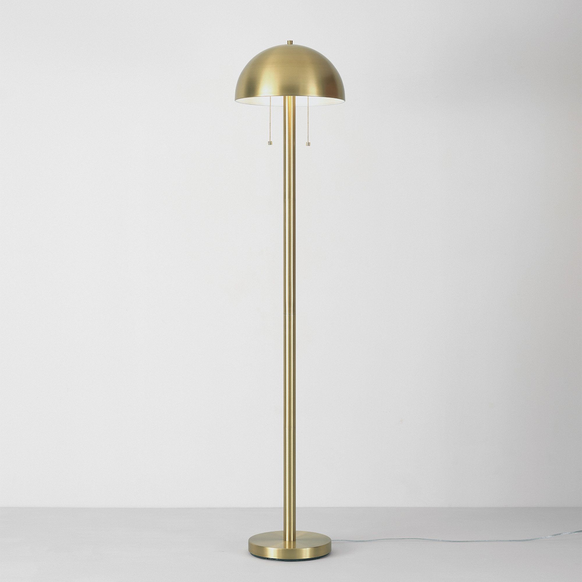Novogratz X Globe Electric 2 Light Matte Brass Floor Lamp, Double On/off Pull  Chain | Wayfair Intended For Dual Pull Chain Floor Lamps (View 11 of 15)
