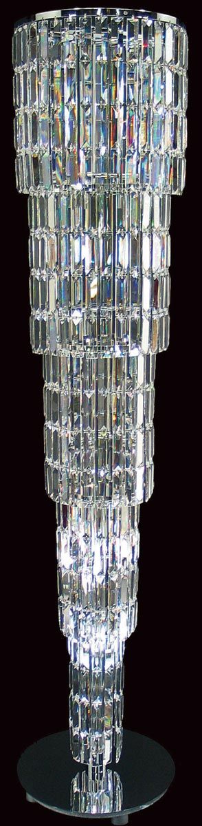 Padua Large Chrome 15 Light Lead Crystal Column Floor Lamp Pertaining To Wide Crystal Floor Lamps (View 2 of 15)