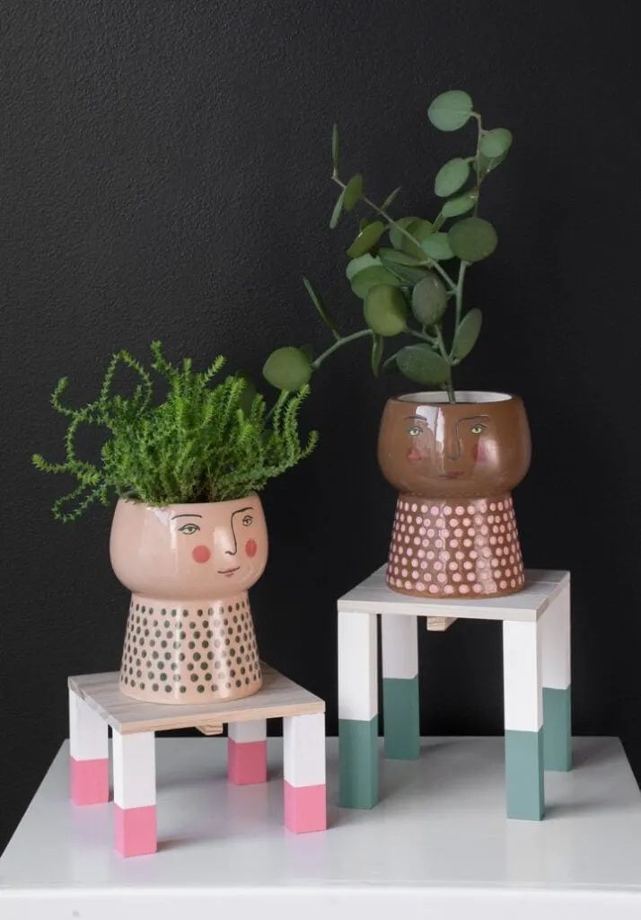 Painted Mini Plant Stands: Diy Scrapwood Dipped Leg Plant Stands! Intended For Painted Wood Plant Stands (Photo 5 of 15)