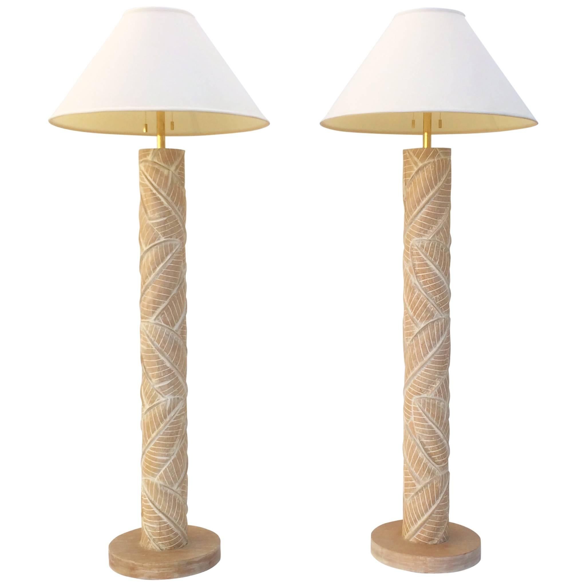 Pair Of Carved Wood Floor Lamps For Sale At 1stdibs For Carved Pattern Floor Lamps (Photo 4 of 15)