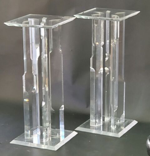 Pair Of Ornate Clear Acrylic Plant / Light Stands – Beautiful! | Ebay Intended For Crystal Clear Plant Stands (View 3 of 15)