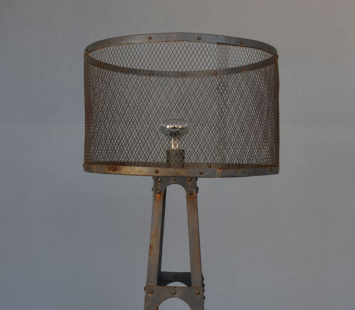 Pair Of Vintage Industrial Style Metal Floor Lamps – Floor Lamps | Antikeo For Silver Steel Floor Lamps (View 7 of 15)