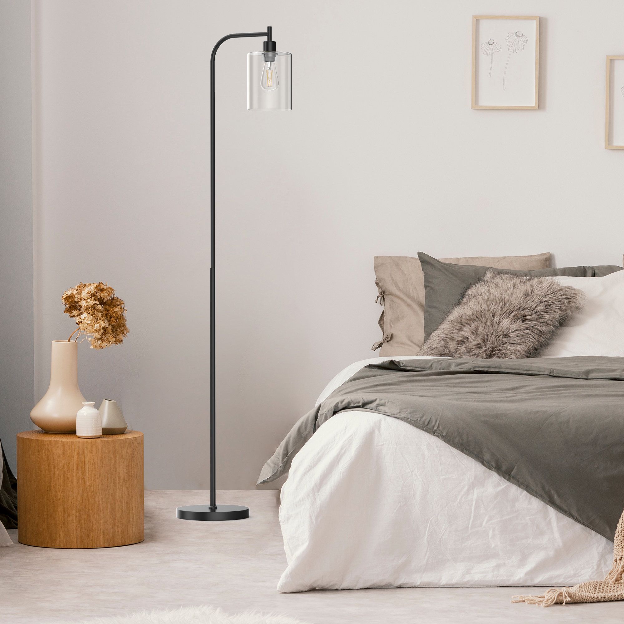 Pazzo Modern Standing Tall Industrial Arched/arc Floor Lamp With Glass  Shade And 2 Bulbs Included & Reviews | Wayfair Throughout Modern Floor Lamps (Photo 2 of 15)