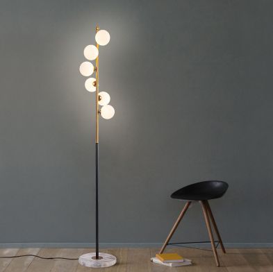 Peder Frosted Glass Globe Shade Floor Lamp – Lighting Singapore Online Throughout Frosted Glass Floor Lamps (View 2 of 15)