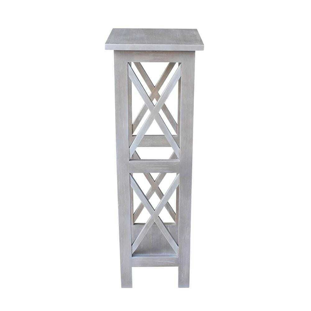 Plant Stand 2 Tier X Side Lower Shelf Painted Solid Wood In Weathered Gray  | Ebay With Regard To Weathered Gray Plant Stands (Photo 10 of 15)