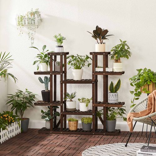Plant Stand Rustic Dark Brown | Songmics Within Brown Plant Stands (View 3 of 15)