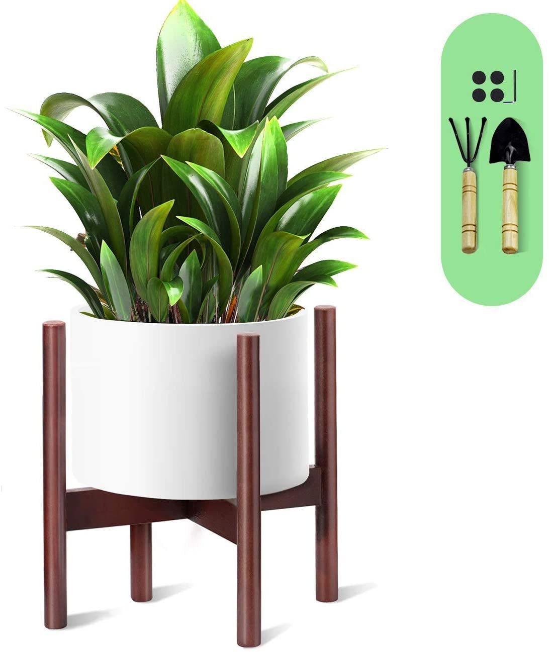 Plant Stand Wooden 10 Inch With 1 Trowel And 1 Rake Beech Wood Flower Stand  Pot Stand Plant Stand Holder Pot Not Included – Walmart In 10 Inch Plant Stands (Photo 2 of 15)