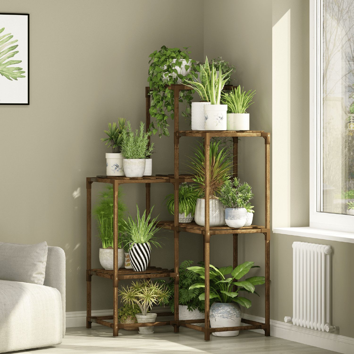 Plant Stands Indoor Outdoor Corner Shelf Plant Shelves Wood Plant Holder  For Living 7 Tier Corner Stands Room Outdoor Plant Rack Indoor Multiple Plants  Patio Balcony Garden – Walmart Pertaining To Outdoor Plant Stands (View 8 of 15)