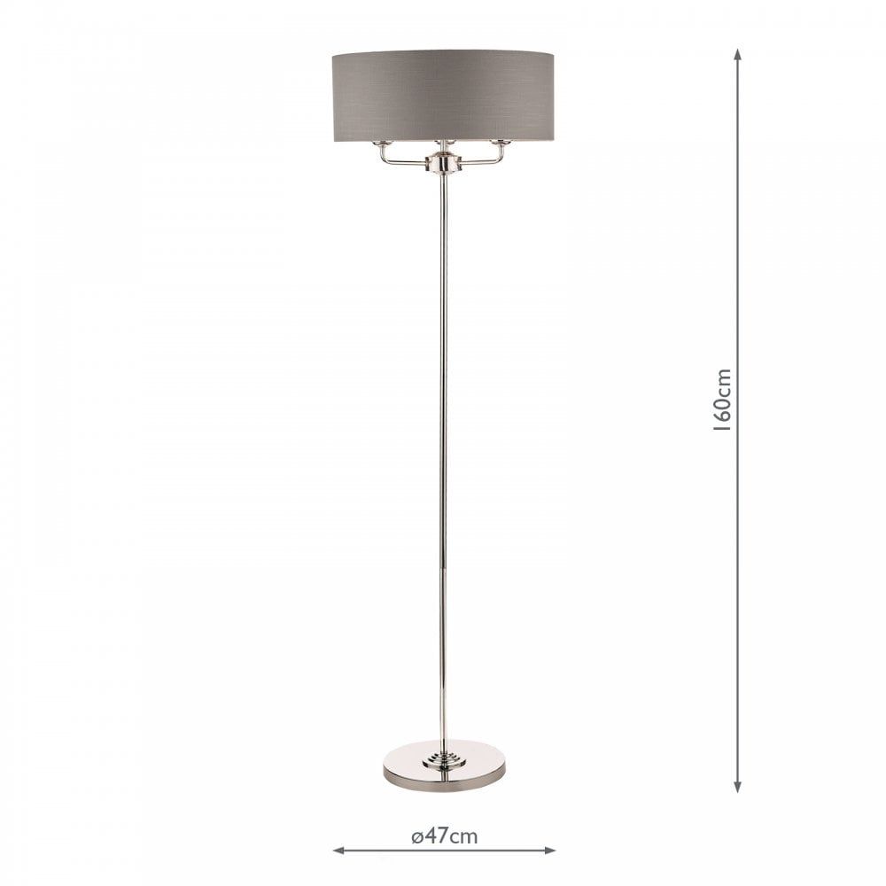 Polished Nickel 3 Light Floor Lamp Charcoal Shade | Laura Ashley Inside Charcoal Grey Floor Lamps (View 15 of 15)