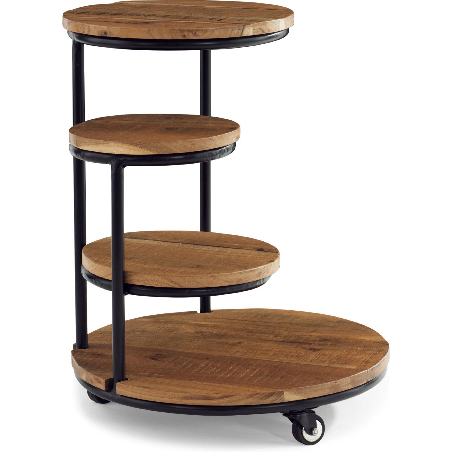 Powell D1247a19ps Collis 4 Tiered Plant Stand W/ Wheels In Wood & Black Intended For 4 Tier Plant Stands (Photo 10 of 15)