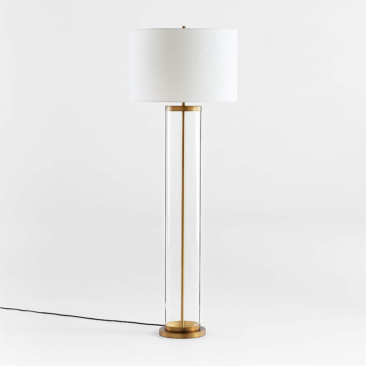 Promenade Avenue Black And Brass Floor Lamp With White Shade + Reviews |  Crate & Barrel For White Shade Floor Lamps (View 14 of 15)