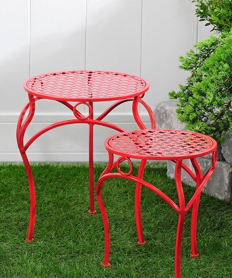 Red Iron Plant Stand Set | Best Price And Reviews | Zulily Within Red Plant Stands (View 14 of 15)