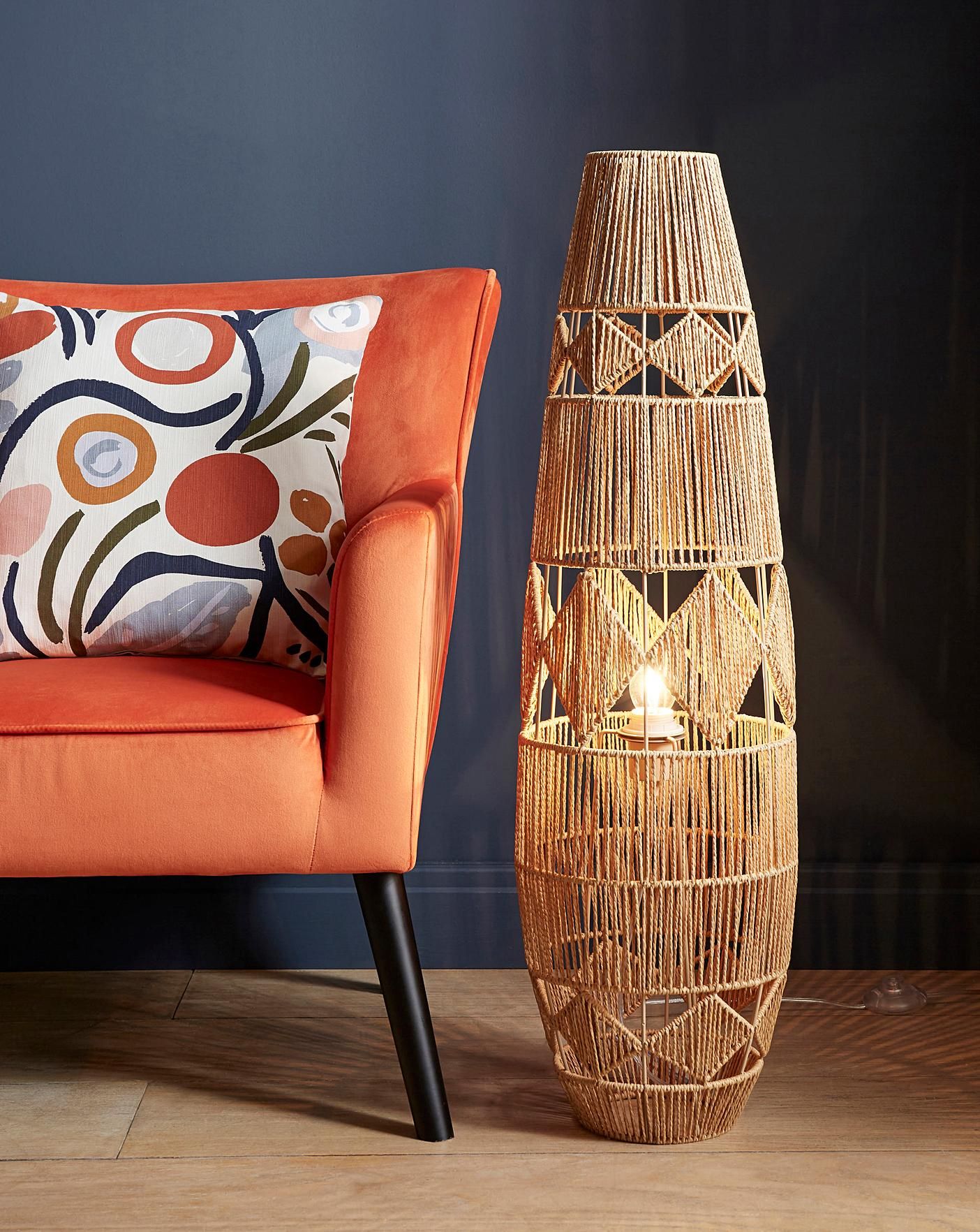 Ria Brown Rattan Floor Lamp | Oxendales With Regard To Woven Cane Floor Lamps (View 9 of 15)
