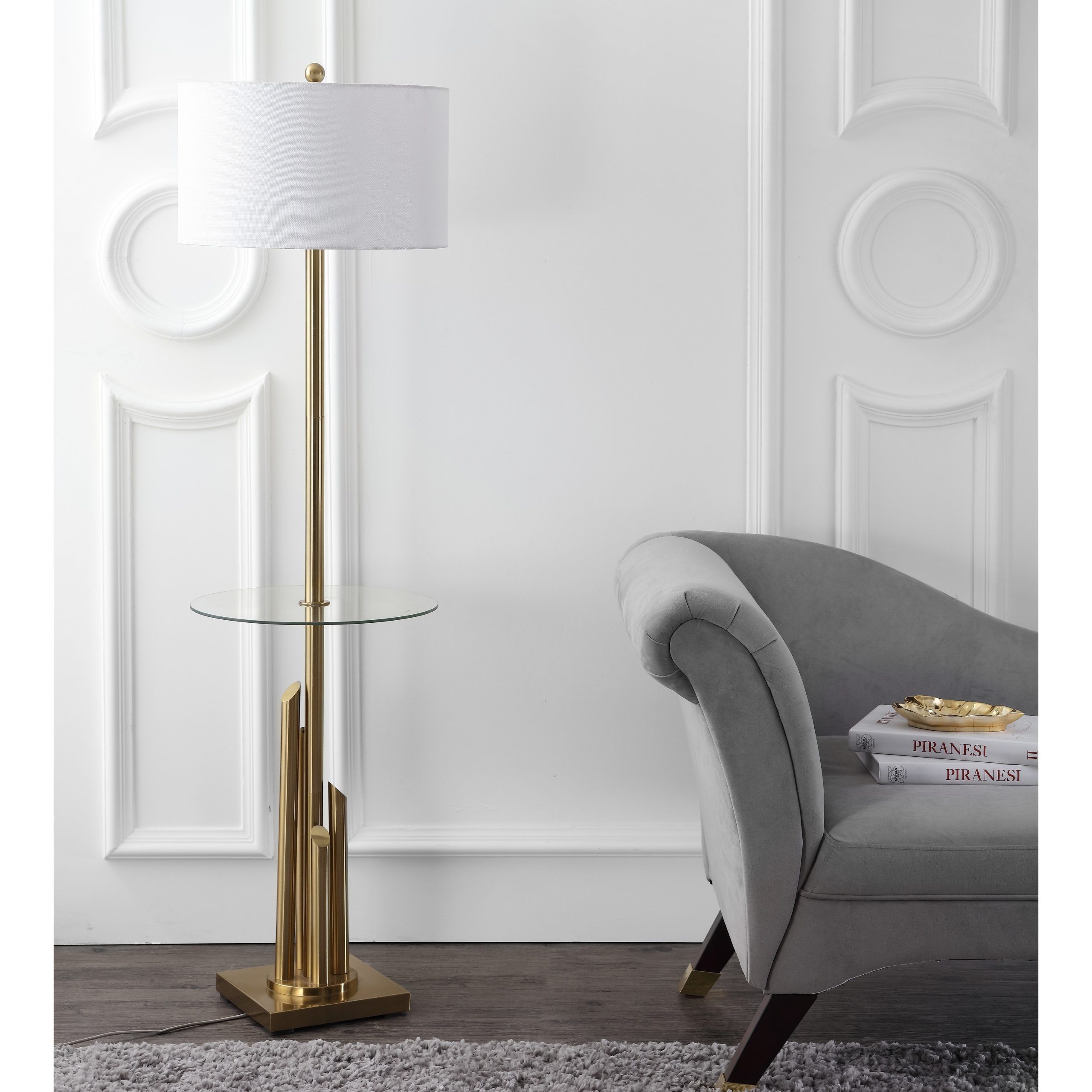 Safavieh Lighting 61 Inch Ambrosio Glass Side Table Floor Lamp – 17" X 17"  X 61" – On Sale – Overstock – 19459395 Intended For 61 Inch Floor Lamps (View 3 of 15)