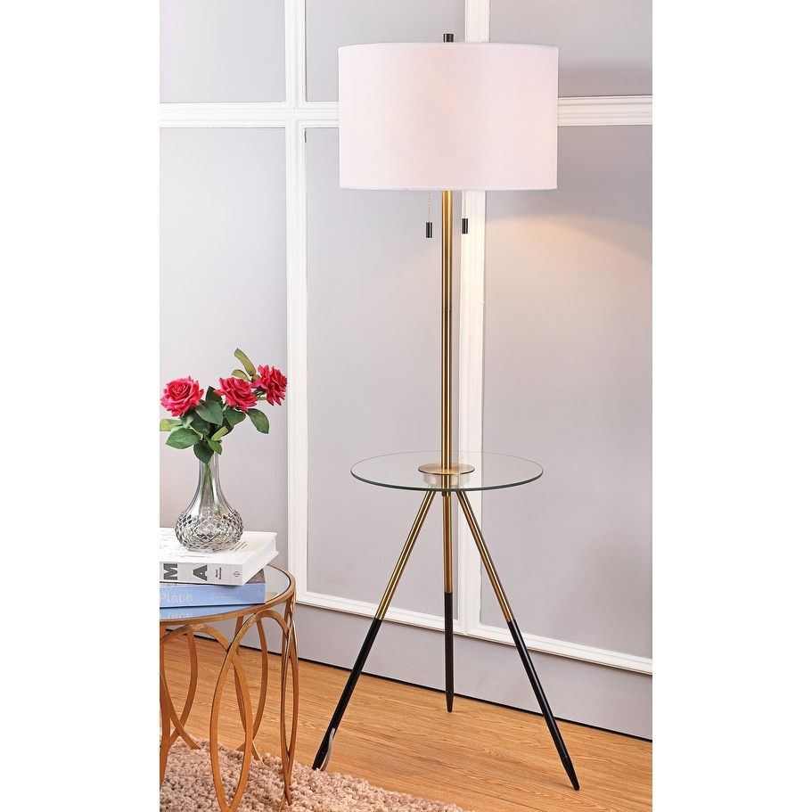 Safavieh Lighting 61 Inch Morrison Gold/ Black Side Table Led Floor Lamp –  17.5" X 17.5" X 61" – On Sale – Overstock – 22238415 Regarding 61 Inch Floor Lamps (Photo 8 of 15)