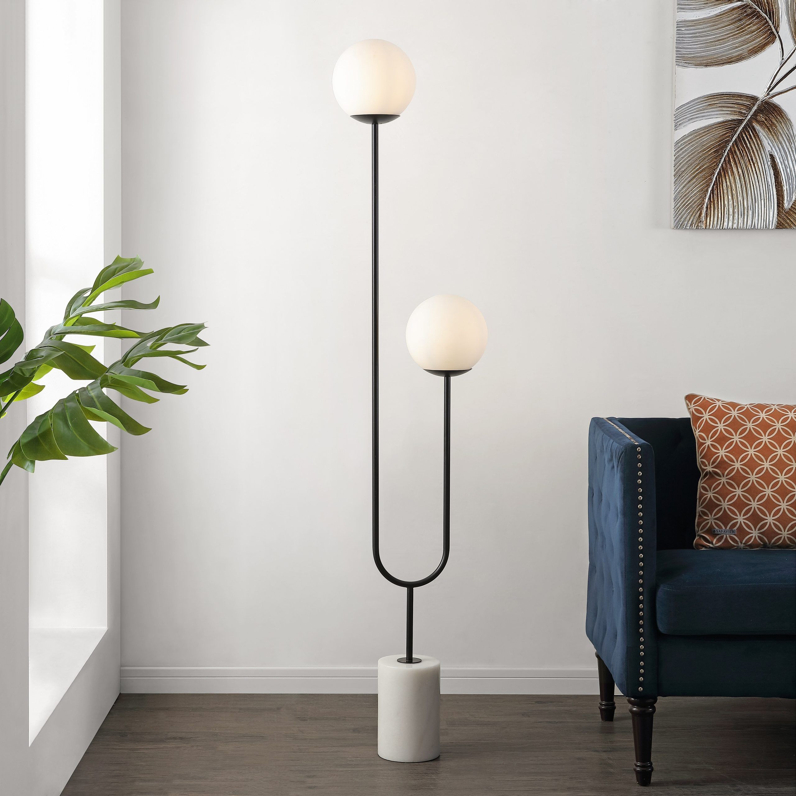 Safavieh Lighting Leif Modern Orb 68 Inch 2 Light Floor Lamp – 15" W X  7.75" L X 68" H – Overstock – 33091909 Intended For 68 Inch Floor Lamps (Photo 1 of 15)
