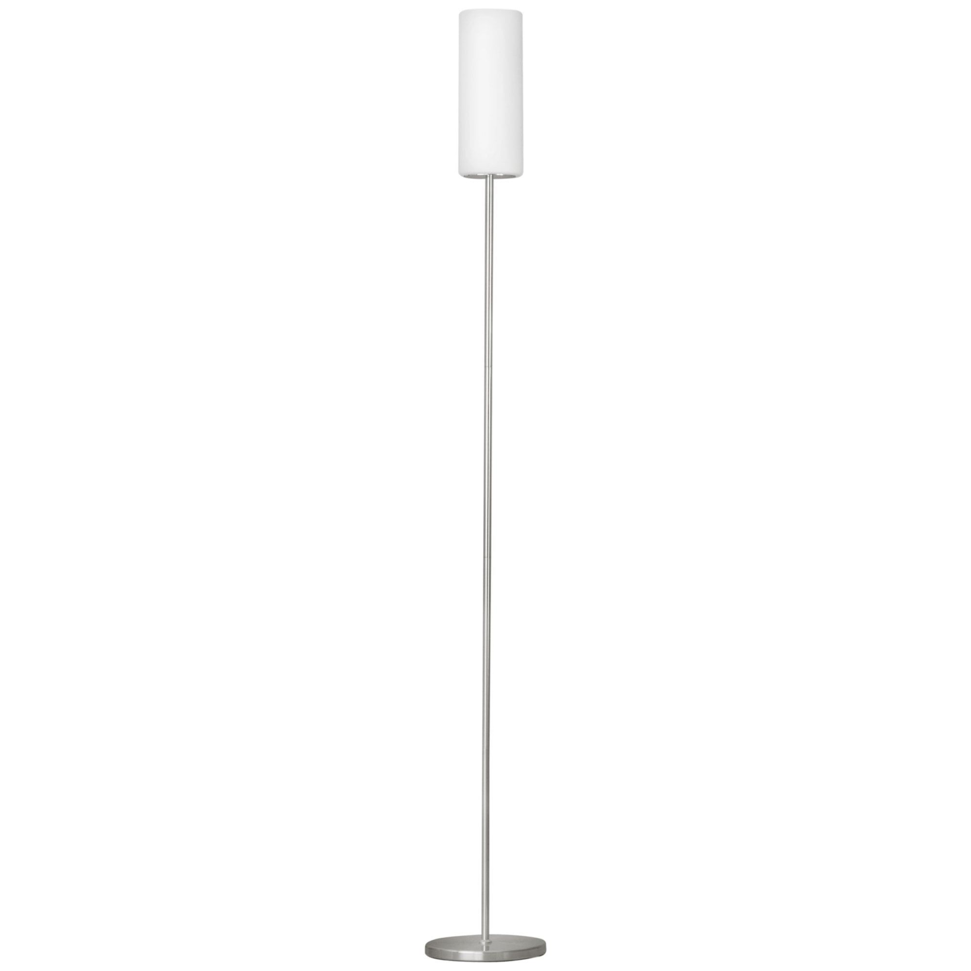 Satin Nickel White Satin Glass Cylinder Floor Lamp Lighting Lights Uk In Glass Satin Nickel Floor Lamps (View 2 of 15)