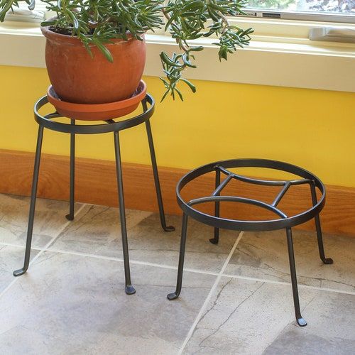 Set Of 2 Diamond Plant Stands Wrought Iron Indoor/outdoor – Etsy Inside Iron Plant Stands (View 4 of 15)