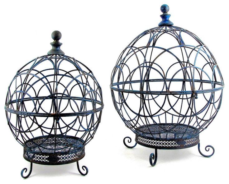 Set Of 2 Iron Globe Plant Stands With Antique Blue Colored Finish –  Traditional – Planter Hardware And Accessories  Zaer Ltd | Houzz | Plant  Stand, Blue Planter, Antiques With Globe Plant Stands (Photo 13 of 15)