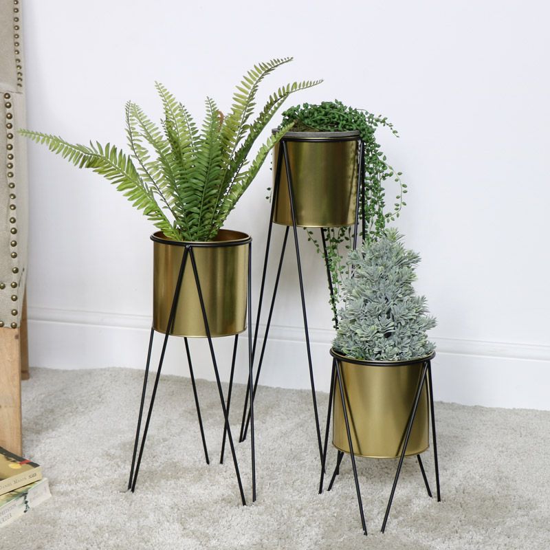 Set Of 3 Gold Plant Stands – Windsor Browne Inside Set Of 3 Plant Stands (View 11 of 15)