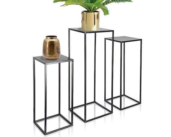 Set Of 3 Metal Pedestal Plant Stand Nesting Display End – Etsy For Iron Square Plant Stands (Photo 10 of 15)