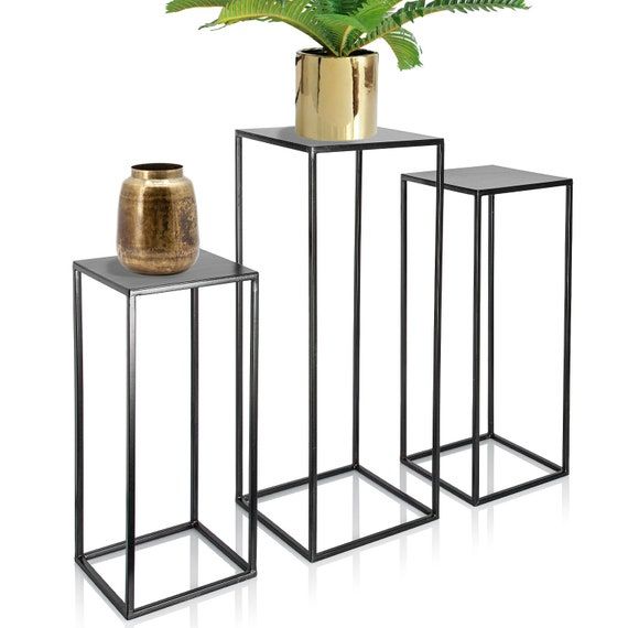 Set Of 3 Metal Pedestal Plant Stand Nesting Display End – Etsy Schweiz For Square Plant Stands (Photo 3 of 15)